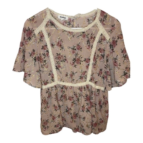 Kindred mauve with gold embellishment floral blouse - Picture 1 of 7